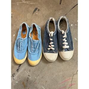 Vintage Low top Sneaker Lot blue kids, denim, lace up, shoes